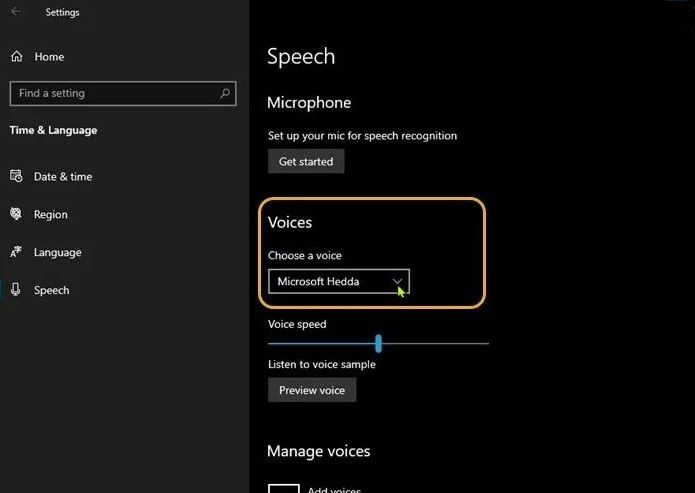 where are windows 10 voices