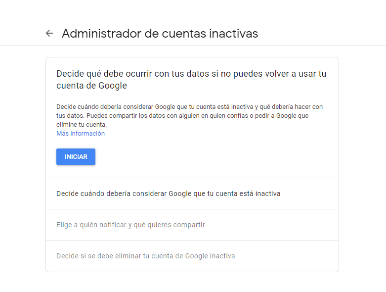 Préparez un compte Google lorsqu'il est inactif.