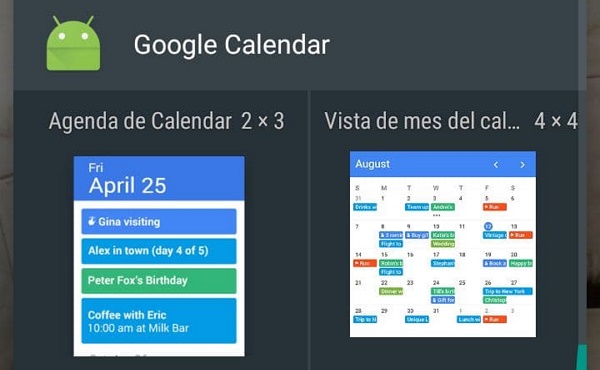Comment ajouter des widgets pour afficher le calendrier