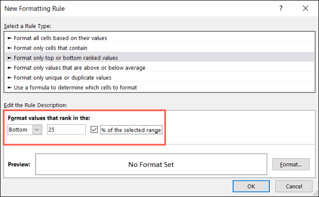 Personnaliser la nouvelle règle.