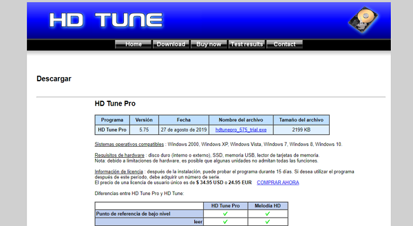 HD Tune en tant que programme pour analyser le disque dur