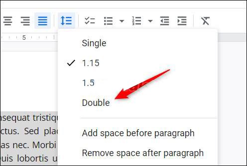 Nous sélectionnons double pour doubler l'espace entre les lignes.