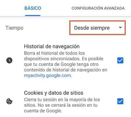 Comment supprimer tout l'historique de navigation de Google Chrome sur iOS ou Android étape 2