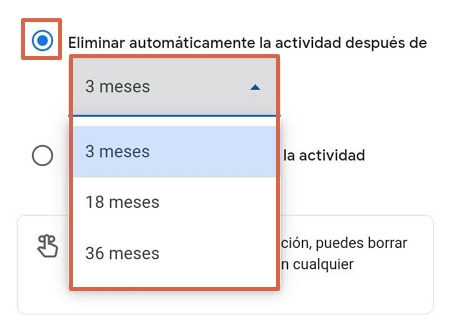 Comment supprimer automatiquement l'historique de navigation de Google My Activity, étape 2