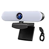 Webcam HD ieGeek 1080P avec deux microphones, webcam USB avec lumière réglable, rotation à 360 degrés, webcam en streaming pour chat vidéo, apprentissage à distance, vidéoconférence