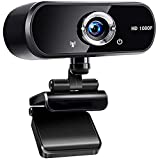 Jojobnj Webcam PC avec microphone, caméra Web USB 2.0 1080P Full HD, webcam à 360 degrés pour chat vidéo et enregistrement, conférences, études, appels vidéo, cours en ligne et jeux (noir)