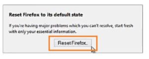 Cliquez sur Réinitialiser Firefox