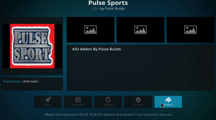 Pulse Sport sur Kodi