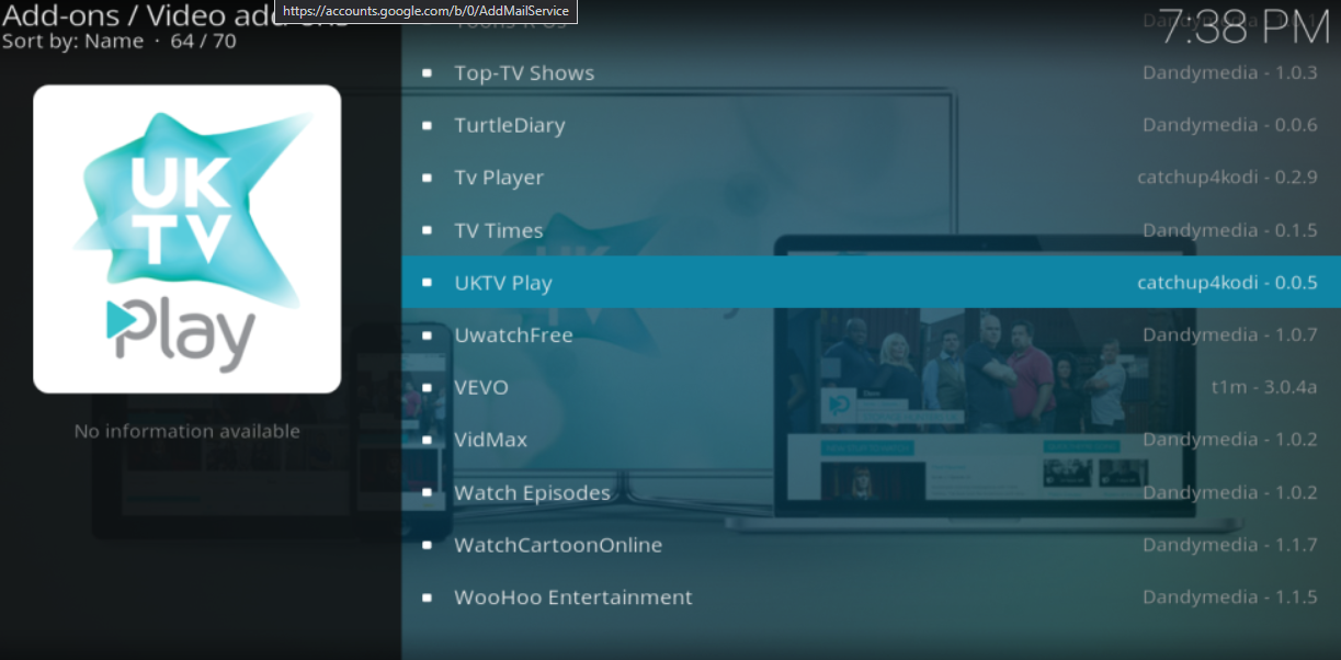 UKTV jouer sur Kodi