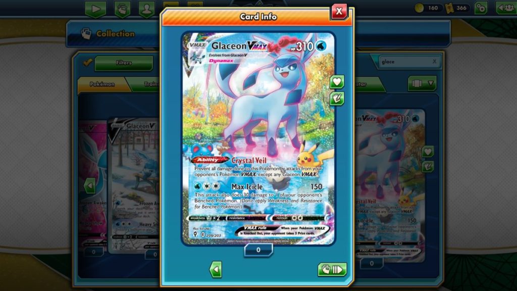 Pokemon TCG Online Evolving Skies Glaceon VMAX