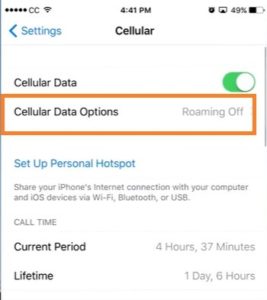 Click-On-Cellular-Data-Options