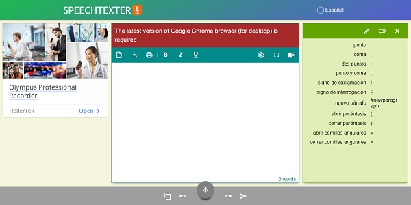 Speechtexter en tant que site Web pour transcrire l'audio en texte