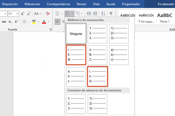 Comment mettre des chiffres romains dans Word avec une numérotation de base