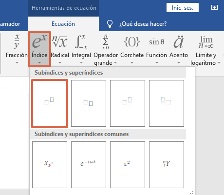 Comment mettre un exposant dans le super index Word en insérant une formule étape 3