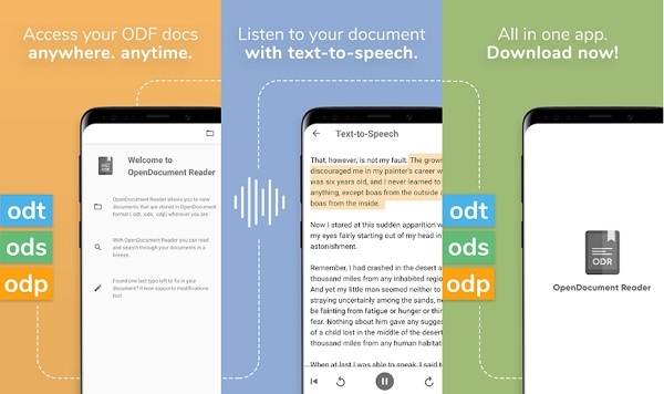 Ouverture de fichiers ODT (.odt) avec OpenDocument Reader pour les documents LibreOffice