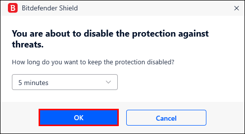 Désactivez temporairement Bitdefender.