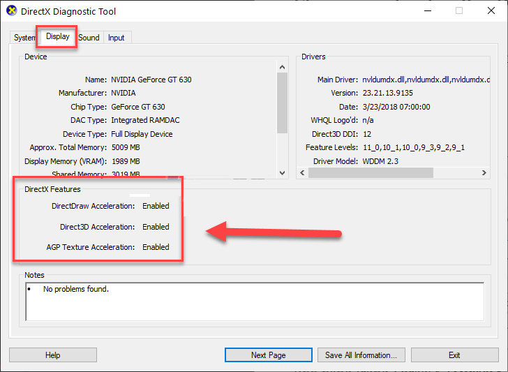 Exécuter l'outil de diagnostic DirectX