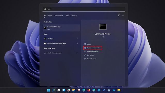 Nous allons désactiver le widget météo dans Windows 11 à partir de CMD.