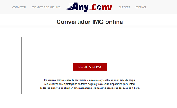 AnyConv pour convertir les fichiers IMG vers d'autres formats
