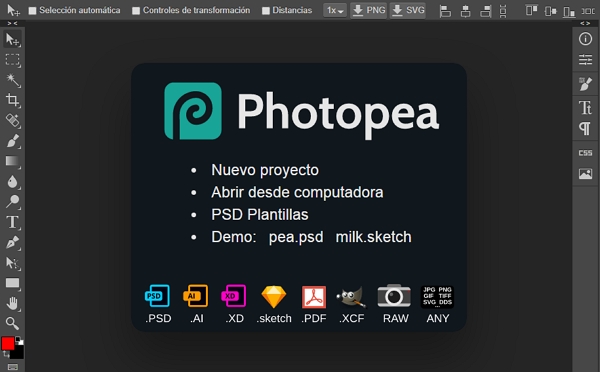 Comment ouvrir des fichiers JPG (images .jpg) en ligne avec Photopea