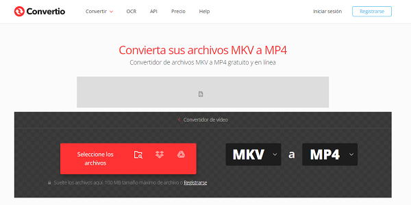 Convertio pour convertir des fichiers MKV vers d'autres formats