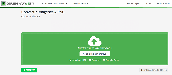 Conversion en ligne pour convertir des fichiers PNG vers d'autres formats