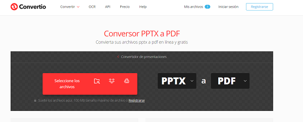 Convertio pour convertir des fichiers pptx vers d'autres formats